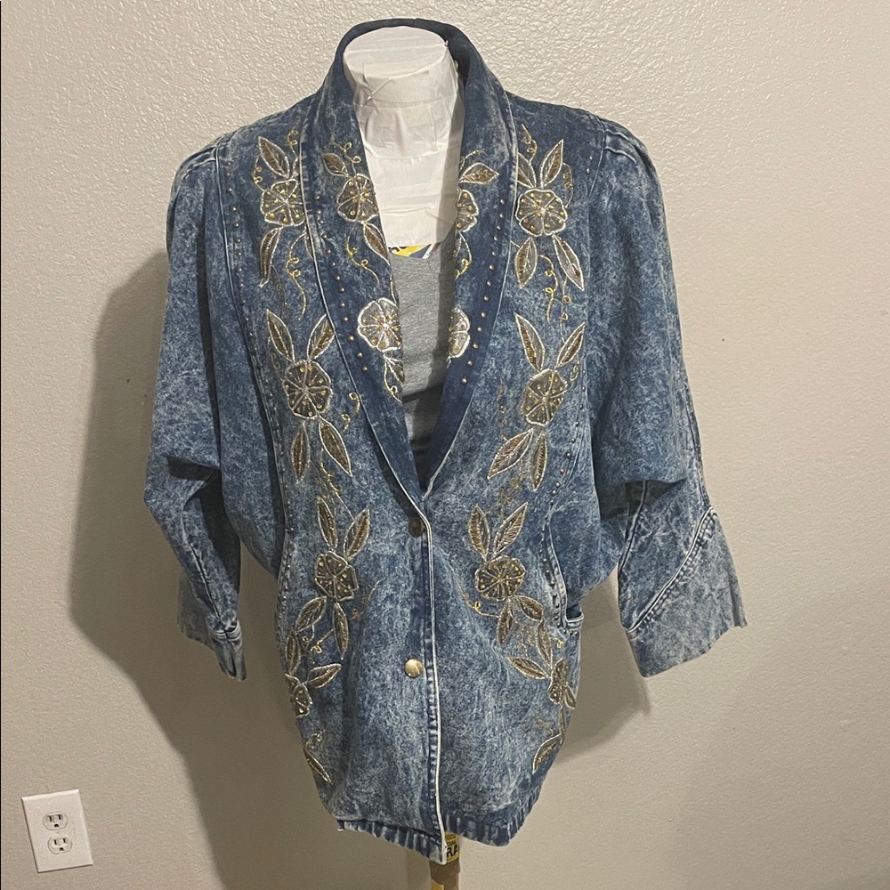 80’s Acid Wash Embroidered Denim Jacket